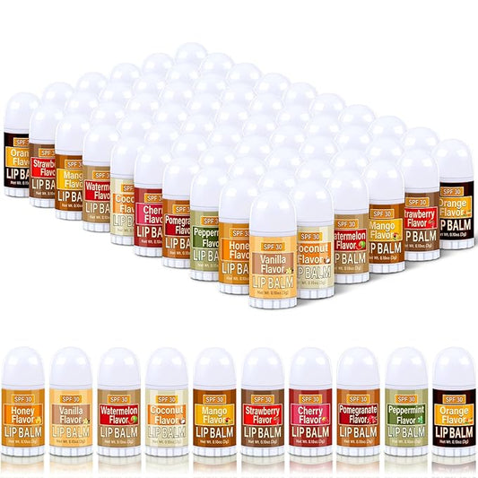 60 Pcs Mini Sunscreen Lip Balms Bulk SPF 30 Lip Balm Sticks Favors with Sunscreen SPF Employee Staff Appreciation Gifts Bulk Team Coworkers Christmas Party Gifts for Travel Beach-BrightBean Baby