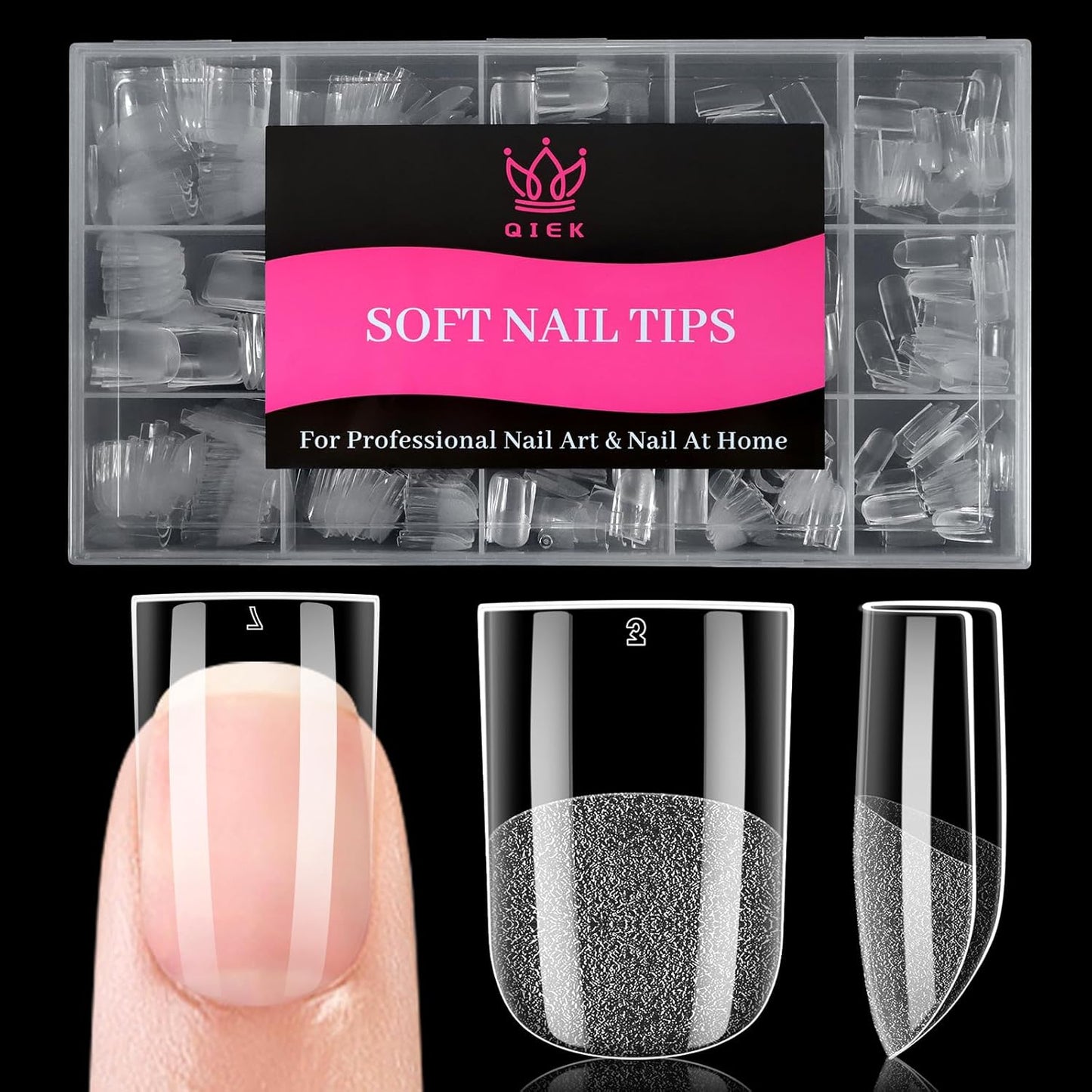 Extra Short Flat Head False Nail Tips, 15 Sizes 510 PCS Clear French Press On Fake Nail Pre-shaped Half Matte Full Cover Gel Nail Tips Extensions Long Lasting for DIY Beginners & Salon Manicure-BrightBean Baby