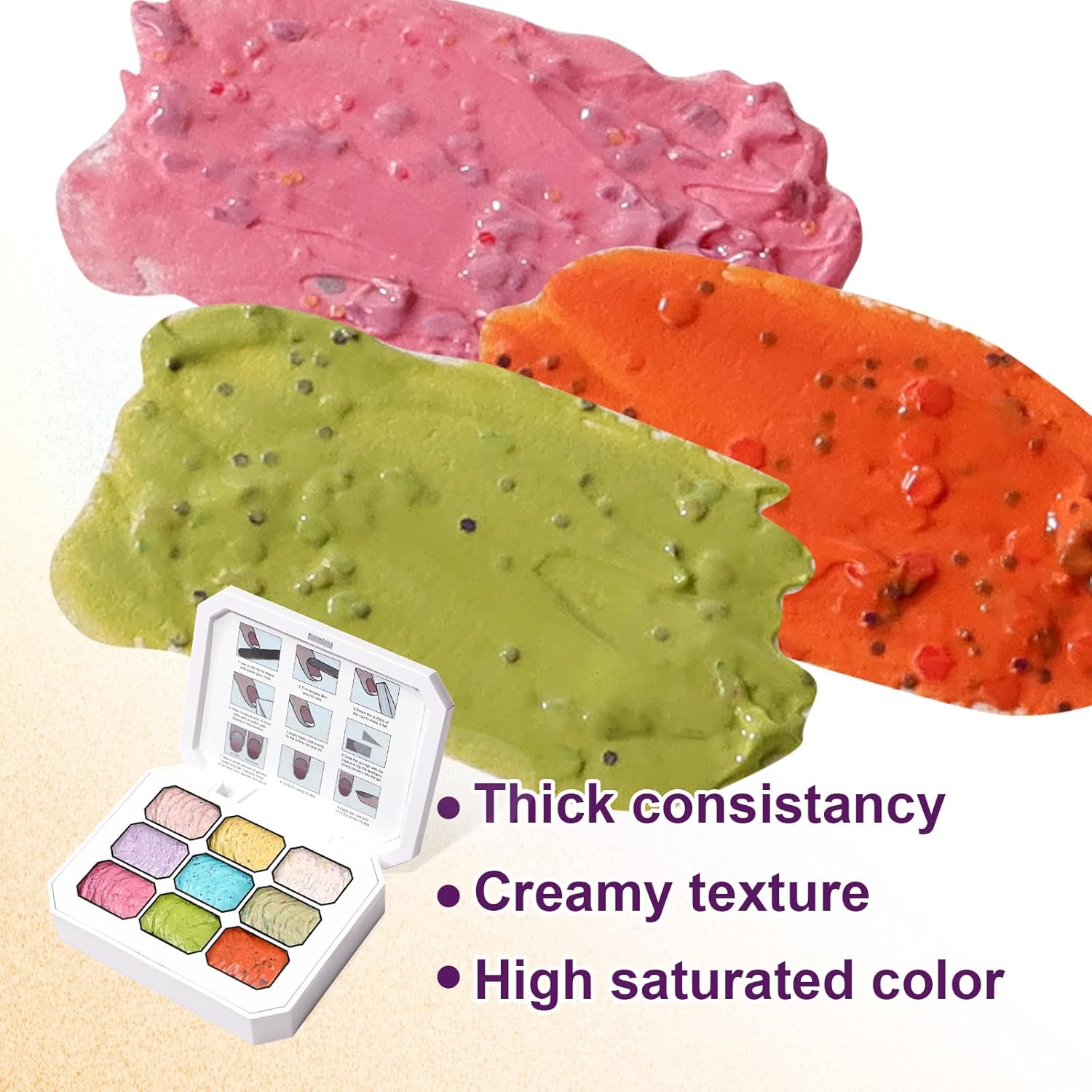 Gradient Painting Gel, 9 Colors Ombre Gel Nail Polish for 3D Sculpture Gel comes with Dotted Decorations Aura Nails French Manicure Soak Off UV Long-lasting Home Salon DIY Candy Cane Cream-BrightBean Baby