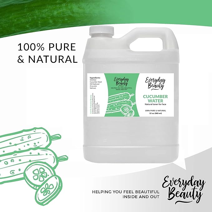 Cucumber Hydrosol Bulk - 32 oz All Natural Hydrating Spray Mist for Face and Hair - 100% All Natural Cucumber Water-BrightBean Baby