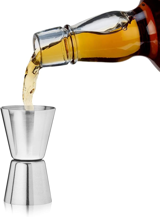 True Big Jig Cocktail Measuring Jigger for Bartending, Durable Stainless Steel Double Jiggers, Bar Tools, Home Bar Accessories 1 oz & 1.5 oz, Set of 1