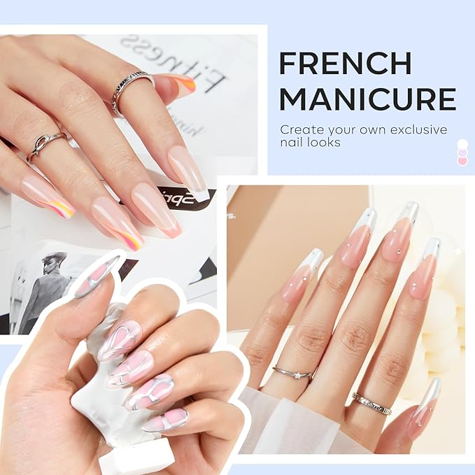 Modelones French Tip Tool- 6 Pcs Nail Stamp French Manicure Kit Suitable for DIY Together with Gel Nail Polish Art Tips Printing Tool Kit-BrightBean Baby