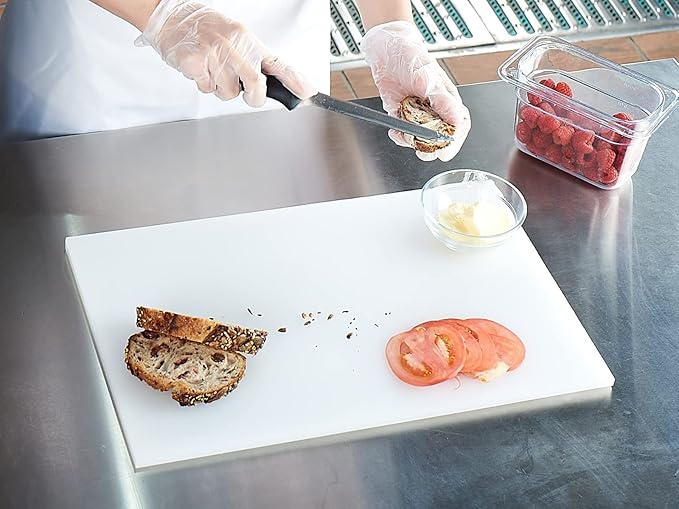 CURTA Cutting Boards for Kitchen, 18" x 12" x 0.5" White Color Coded Plastic Chopping Board with Anti Slip Surface Dishwasher Safe