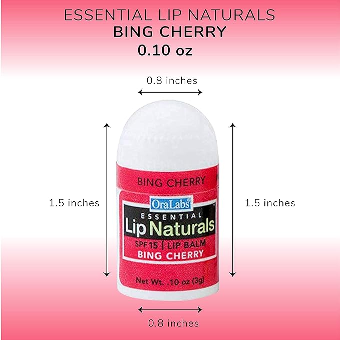 Lip Naturals® | Mini Cherry Lip Balm with Sunscreen (SPF-15) | Made in USA with Beeswax & Coconut Oil | 12-Count Mini Lip Balm Pack with Bing Cherry Flavor (0.10oz/3g Each)-BrightBean Baby
