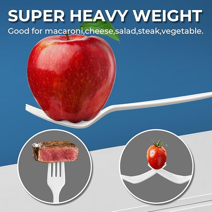 600Pack Disposable Plastic Spoons Bulk White Heavy Duty Plastic Teaspoons - Value Pack Cutlery Set For Parties, Restaurant (600SPOONS)