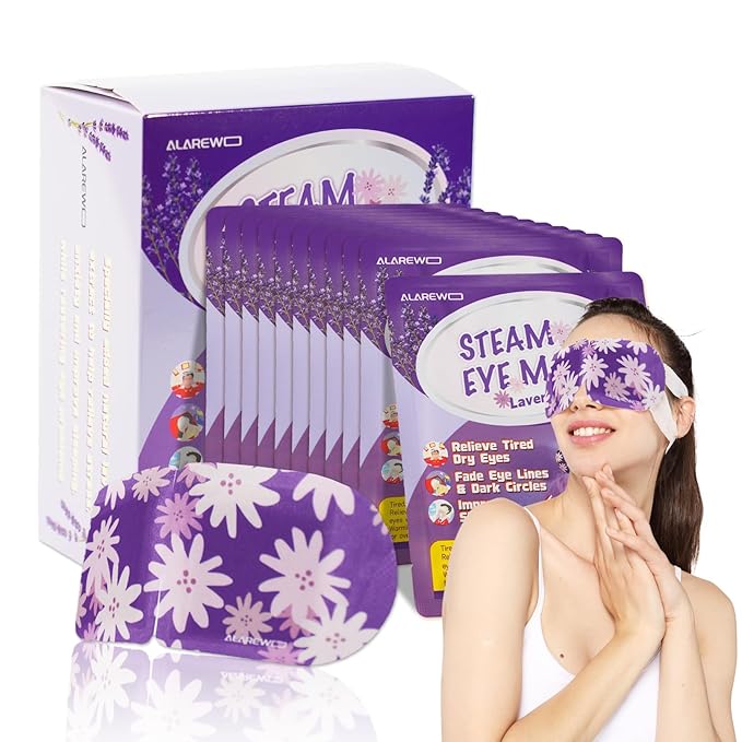Steam Eye Mask Self Heating Moist Eye Compress Disposable SPA Warm Eye Mask 10 Packs for Dry Eyes, Eye Fatigue, Stress Relief, Soothing Headache Travel Trouble Sleeping(Lavender)-BrightBean Baby