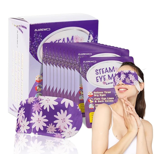 Steam Eye Mask Self Heating Moist Eye Compress Disposable SPA Warm Eye Mask 10 Packs for Dry Eyes, Eye Fatigue, Stress Relief, Soothing Headache Travel Trouble Sleeping(Lavender)-BrightBean Baby