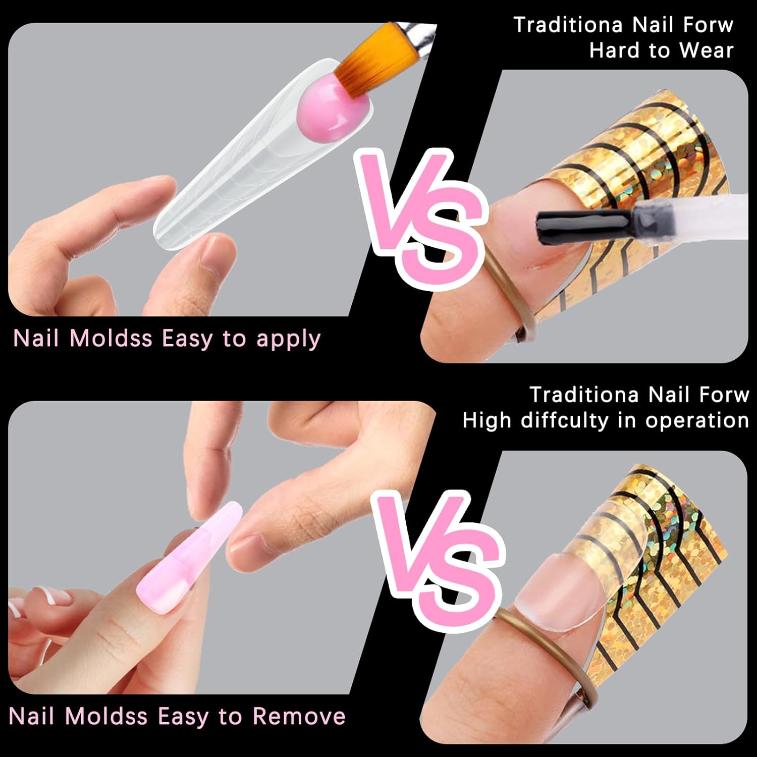 120 Pcs Dual Nail Forms 12 Sizes Half Matte Extension Poly Nail Gel Full Cover Nail Molds With Scale Builder Coffin Nail for Gel Manicure Nail Art Design Salon DIY at Home-BrightBean Baby