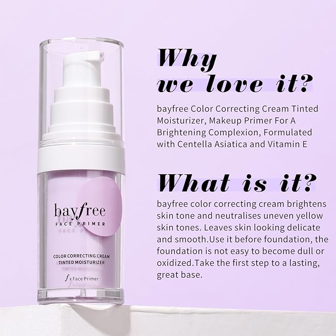 Color Correcting Cream Tinted Moisturizer, Makeup Primer for A Brightening Complexion, Formulated with Centella Asiatica and Vitamin E-BrightBean Baby