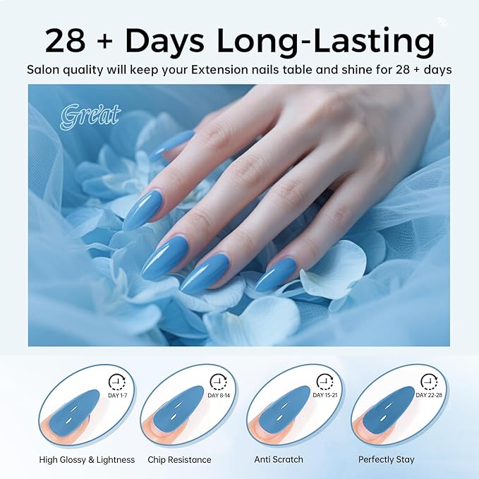 JEWHITENY Poly Nail Gel Kit 14 Colors Purple Nude Grey Black Blue Glitter Tones Starter Kit with UV Lamp Matte & Glossy Top & Base Coat All-in-One Designs DIY At Home-BrightBean Baby