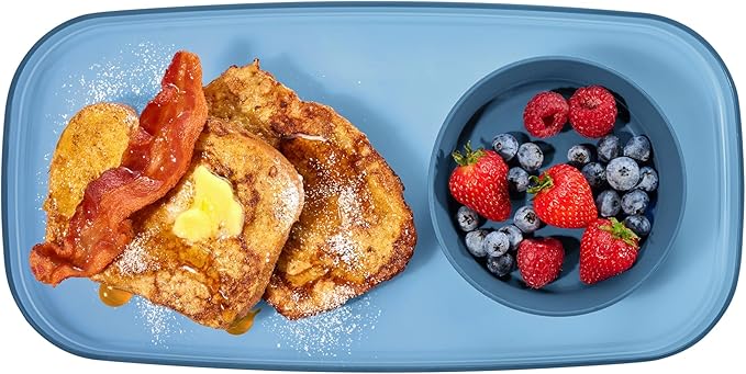 madesmart dipware Small Serving Plate, Collapsible & Removable Dip Bowl for Salsa, Queso, Sald, Olives, Premium Dishwasher & Microwave Safe, Multipurpose Plate & Bowl, Blue