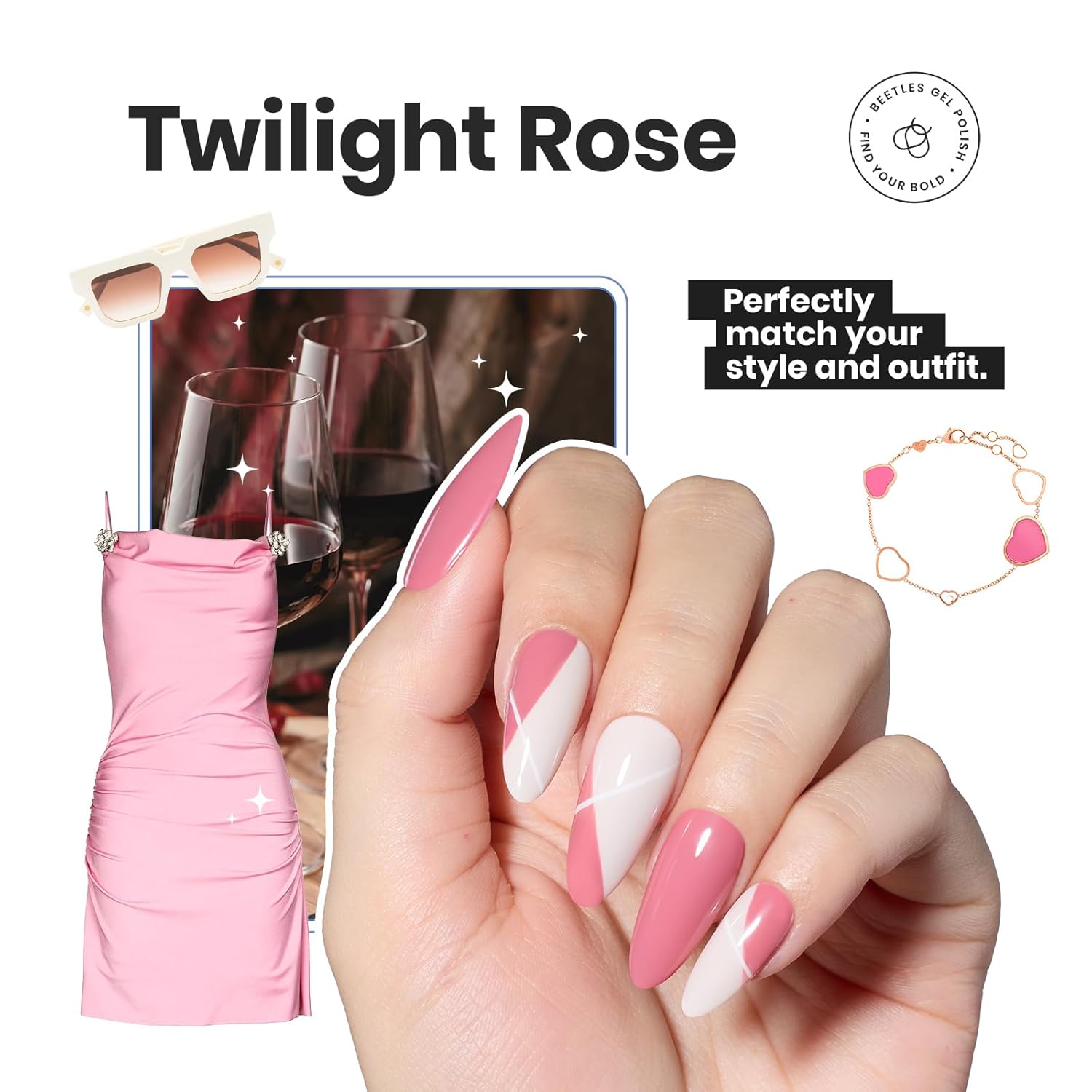 Beetles Nail Polish Set - Twilight Rose 6 Colors Quick Dry Baby Pink Burgundy Red Purple Plum High-Gloss Long-Lasting Nail Polish for DIY At-Home Manicure Fall Gift for Women-BrightBean Baby