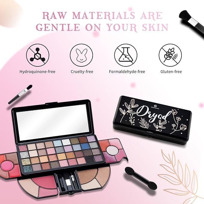 Color Nymph All In One Makeup Sets for Teens Women, Portable Travel Office Makeup Kit Gift for Girls with 36-Colors Eyeshadows Facial Blusher Lip Gloss Pressed Powder Mascara Brushes Mirror-BrightBean Baby
