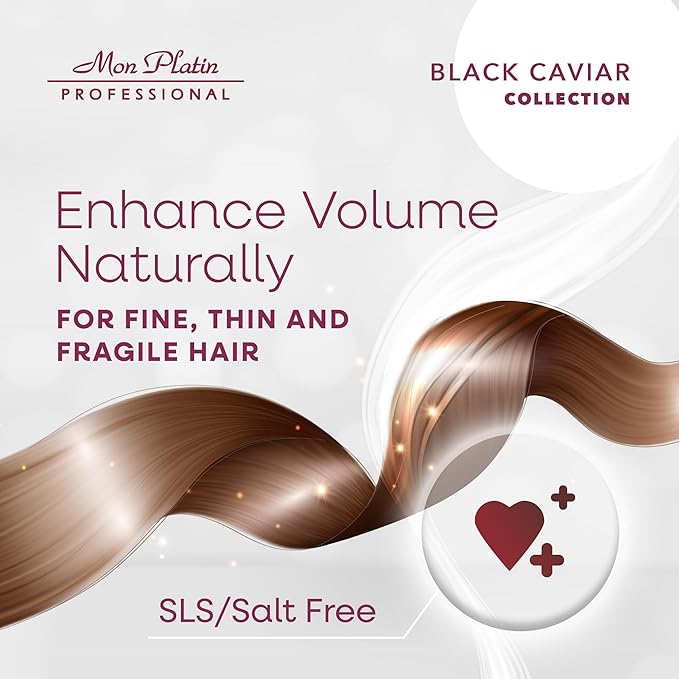 Mon Platin Professional Black Caviar Volumizer Hair Shampoo - For Fine, Thin, Fragile Hair - Enriched with Black Caviar, Hair Shampoo for Damaged hair, Volume Shampoo, SLS/Salt Free 500ML-BrightBean Baby