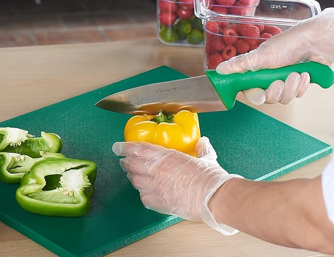 CURTA Cutting Boards for Kitchen, 24" x 18" x 0.5" Green Color Coded Plastic Commercial Chopping Board Anti Slip Surface Dishwasher Safe