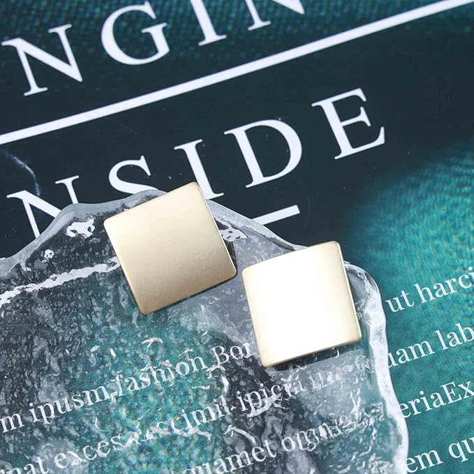 Vintage Square Stud Earrings Square Shape Earrings Geometric Gold Earrings Minimalist Earrings Jewelry for Women and Girls-BrightBean Baby