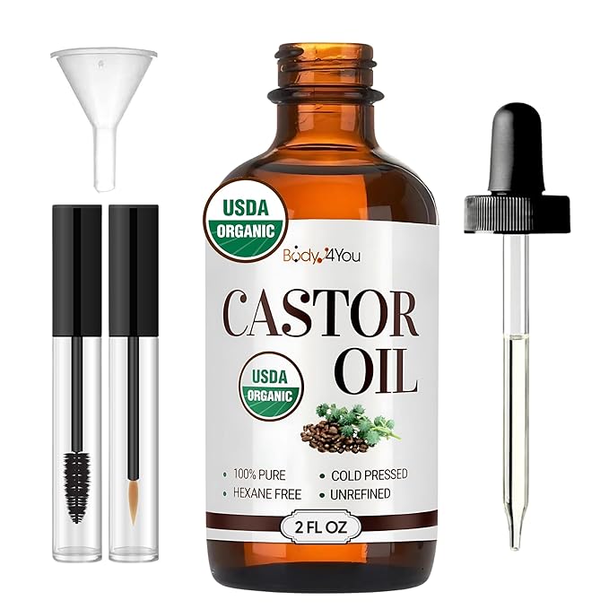 BodyJ4You Castor Oil Eyelashes Eyebrows - 100% Pure Natural USDA Organic Cold Pressed - Hydrating Skin Hair Growth Oil Lashes Scalp - Non-GMO Hexane Free Carrier Unrefined (2 Fl Oz (60 ml) - KIT)-BrightBean Baby