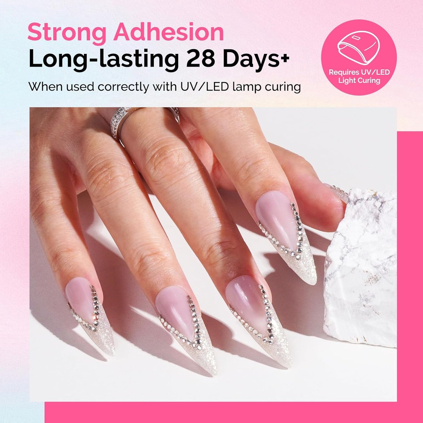 MelodySusie Nail Rhinestone Glue Set, 3D Gel Nail Art Design Strong Adhesive Nail Gem Glue for Nail Charms Gems Jewelry Decoration DIY Manicured at Home Cured Need Beauty Gifts for Women-BrightBean Baby