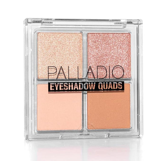 Palladio Eyeshadow Quads, Velvety Pigmented Blendable Matte, Metallic & Shimmer Finishes, Creamy Formula, Four Way Quad Eye Shadow Palette, Talc-Free (Honey Pie)