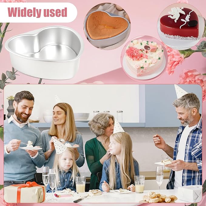 Heart Shaped Cake Pans, 2 Pack Heart Cake Pans Aluminum Cake Pan For Valentine‘S Day Weddings Birthday Party, 8 Inch