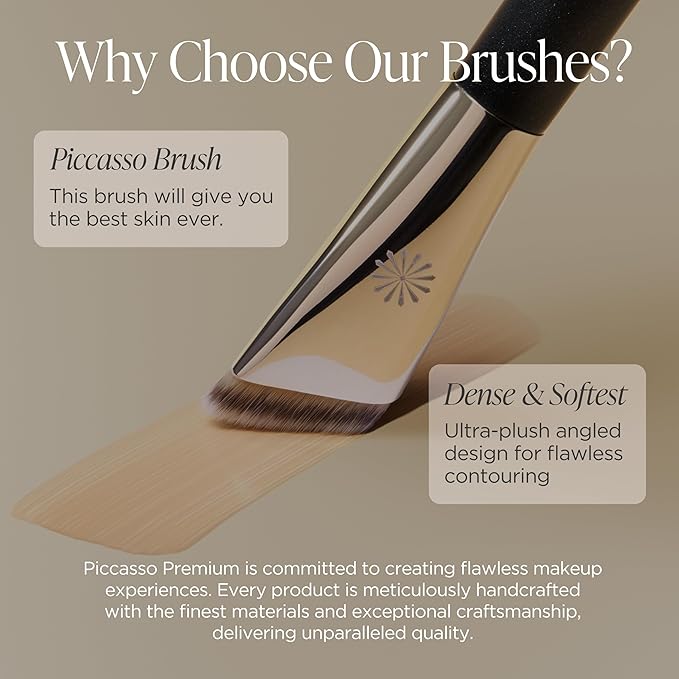 Piccasso FB33 Foundation Brush – Tapping Cover Brush for Liquid & Cream Foundation, Fills Pores with Soft Bristles for Smooth and Flawless Face Makeup, Professional Korean Beauty Tool-BrightBean Baby