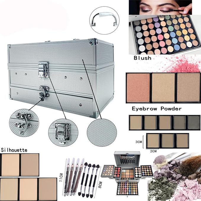 VERONNI 132 Colors All In One Makeup Palette For Women, Eyeshadow Makeup Palette Set, Professional Full Eye Makeup Kit Lipstick Concealer Contour Face Makeup Cosmetics Kit (132 colors)-BrightBean Baby