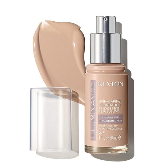 Revlon Illuminance Skin-Caring Liquid Foundation, Hyaluronic Acid, Hydrating and Nourishing Formula with Medium Coverage, 217 Beige (Pack of 1)-BrightBean Baby