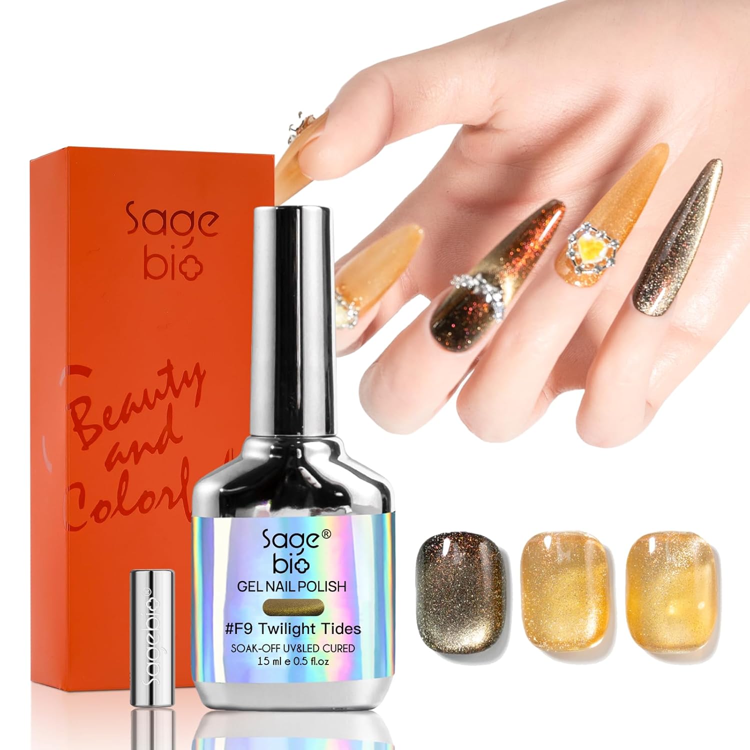 Cat Eye Gel Nail Polish, 15ml Magnetic Gel, High-Gloss Finish, Long-Lasting, DIY Manicure Kit with Magnet Stick, Stunning 3D Magnetic Effect, 06-BrightBean Baby