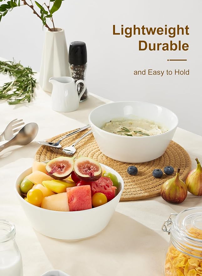 Yedio 32 OZ Large Soup Bowls Set of 4 – White Porcelain Bowls for Ramen, Cereal, Salad, Pasta, Oatmeal & More – Microwave, Dishwasher, Oven & Freezer Safe