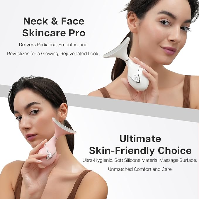 Iris Neck Face Massager, Pro Face Sculpting Tool with Charging Base, All-in-1 Facial Device for Enhanced Absorption, Radiance, Contouring, Elasticity, Home Facial Spa (White)-BrightBean Baby