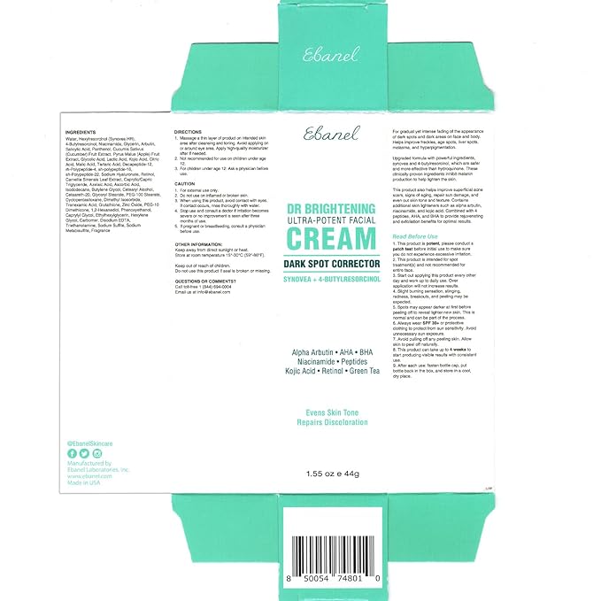 Ebanel Dark Spot Remover for Face & Body, Skin Brightening Cream with Synovea, Alpha Arbutin, Niacinamide, Kojic Acid, Dark Spot Corrector for Hyperpigmentation, Discoloration, Melasma, and Age Spots-BrightBean Baby