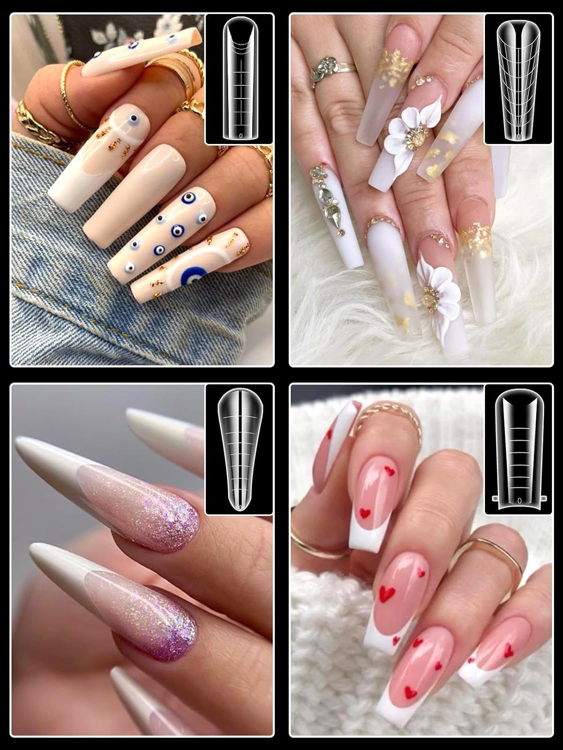 TOROKOM Dual Forms for Poly Nail Gel 288PCS Dual Nail Forms Molds Stiletto Coffin Ballerina Acrylic Nail Tips 12 Shapes for Builder Gel Manicure Nail Art Design Salon DIY at Home-BrightBean Baby