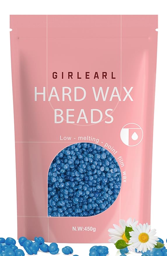 Hard Wax Beads, 1lb Wax Beans for Hair Removal, Hard Wax for Women Sensitive Skin at Home, Wax Refill Perfect for Brazilian Bikini, Eyebrow, Legs, Facial and Full Body with Chamomile Formula-BrightBean Baby