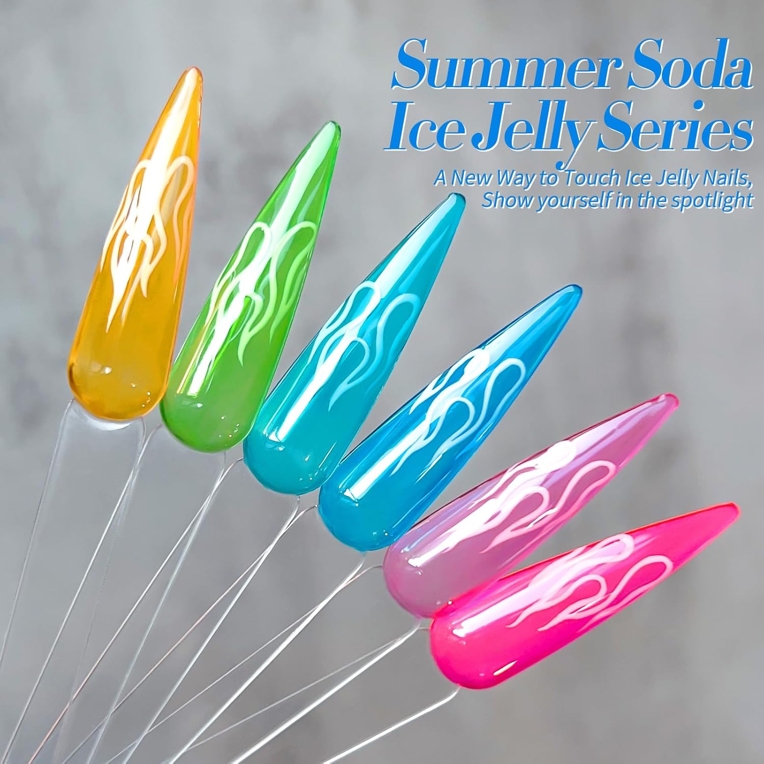 Born Pretty Jelly Gel Nail Polish Halloween Neon Gel Polish,Hot Pink Purple Blue Green Yellow 6Colors Translucent Effect,Soak Off U v LED Light Cure Nail Art Kit for Salon Manicure and DIY at Home-BrightBean Baby