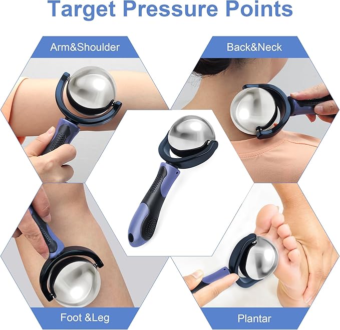 Cold Massage Roller Ball, Cold Therapy Relief, Portable Fitness Ice Roller Ball with Handle, Great Tool for Back/Neck Pain (Blue)-BrightBean Baby