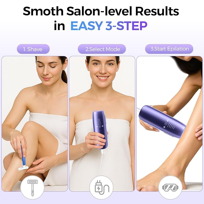 Laser Hair Removal with 5℃ Ice Cooling, Painless IPL Laser Hair Removal Device for Women & Men, 999,999 Flashes, 5 Levels, 2 Modes, Permanent At-Home Hair Removal for Face & Body, with 3 in 1 Set-BrightBean Baby