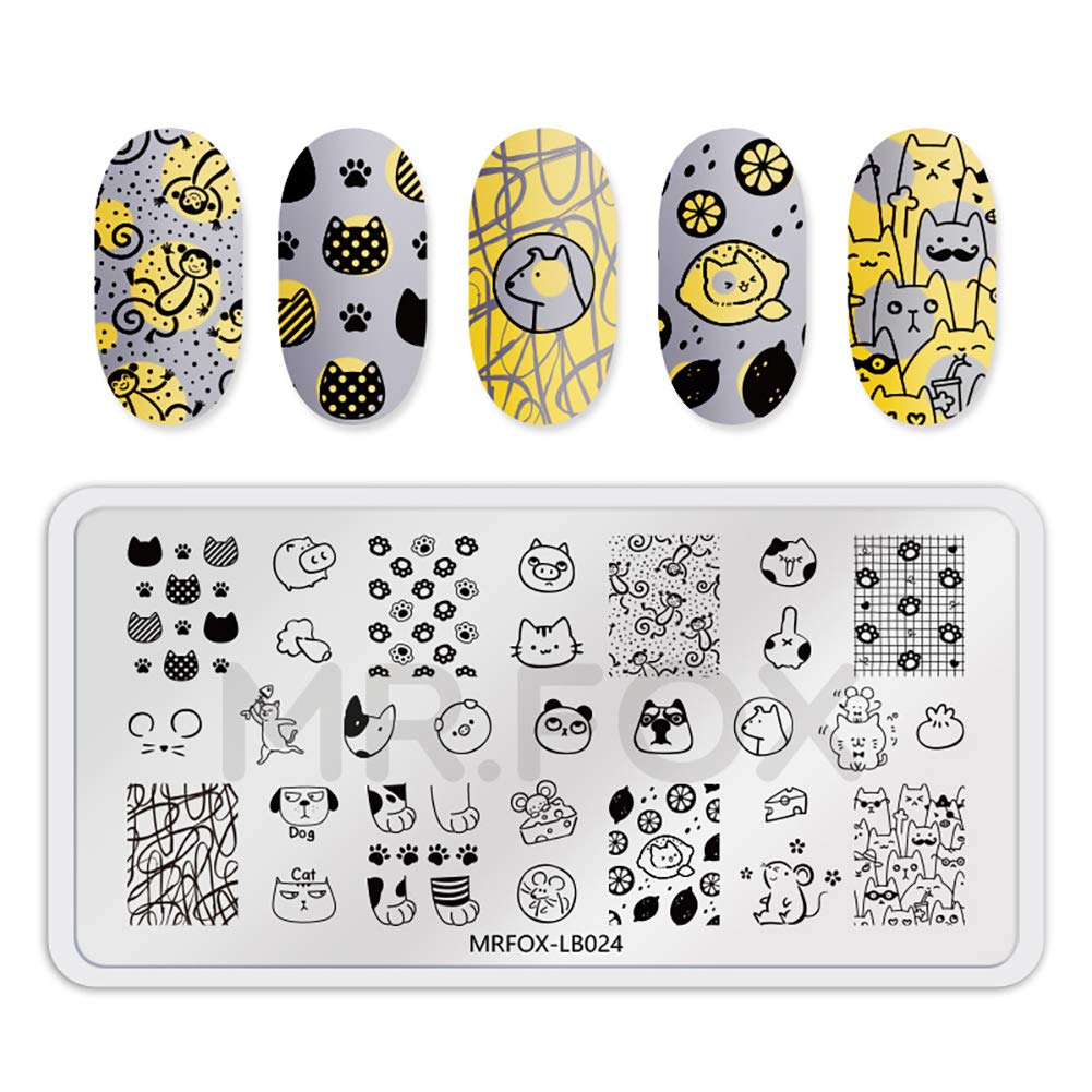 MR.FOX 5 pcs Nail Printing Board Set a Variety of cat Claws Kittens Puppies Unicorns and Other Patterns Art DIY Stamping templates-BrightBean Baby