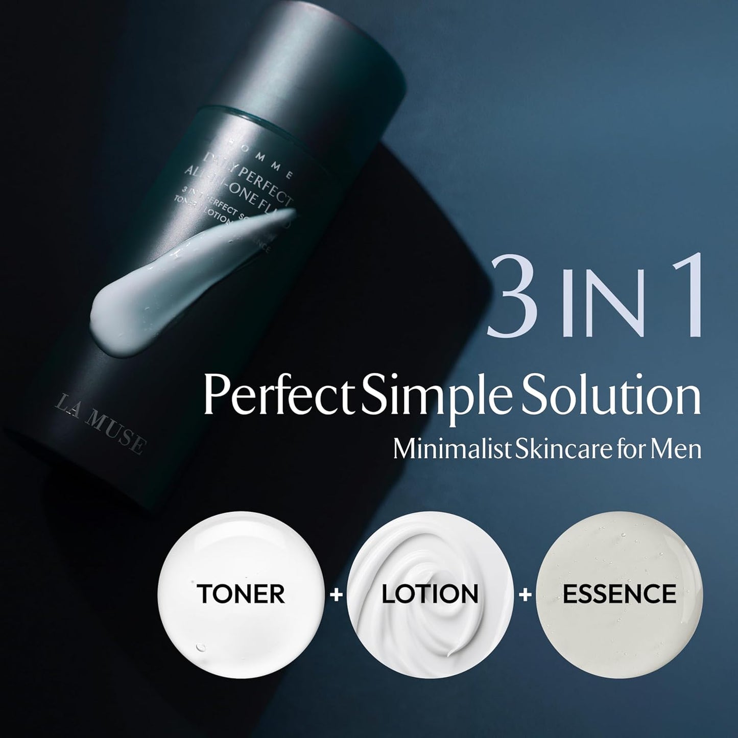 LA MUSE Homme Daily All-in-One Face Moisturizer for Men | 3-in-1 Toner, Lotion, Essence | Lightweight, Hydrating After-Shave Lotion for Oily & Sensitive Skin | Korean Skincare | Travel Size-BrightBean Baby