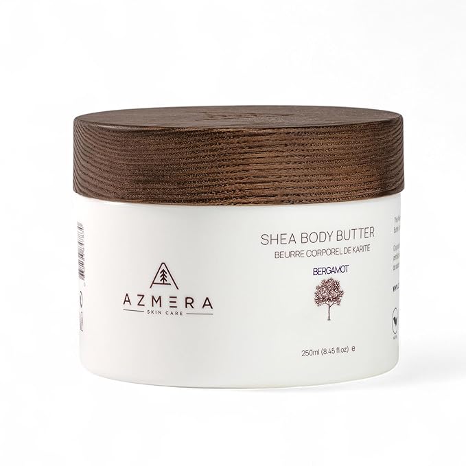 AZMERA Handcrafted Whipped Shea Body Butter – Luxurious Moisturizer for Dry, Sensitive Skin with Bergamot, Argan Oil & Vitamin E – Vegan, Non-Greasy Skincare – 8.82 oz-BrightBean Baby