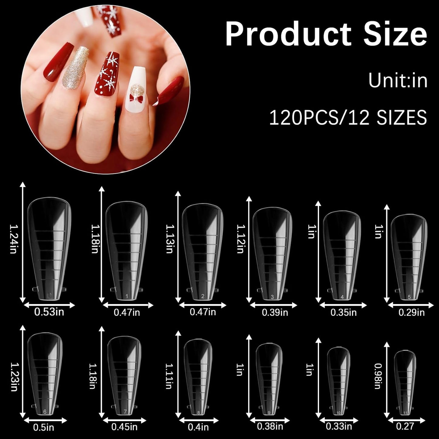 120 Pcs Poly Extension Gel Dual Nail Forms and Molds - Ballet Coffin Nail Forms Set for Gel Manicure DIY at Home-BrightBean Baby