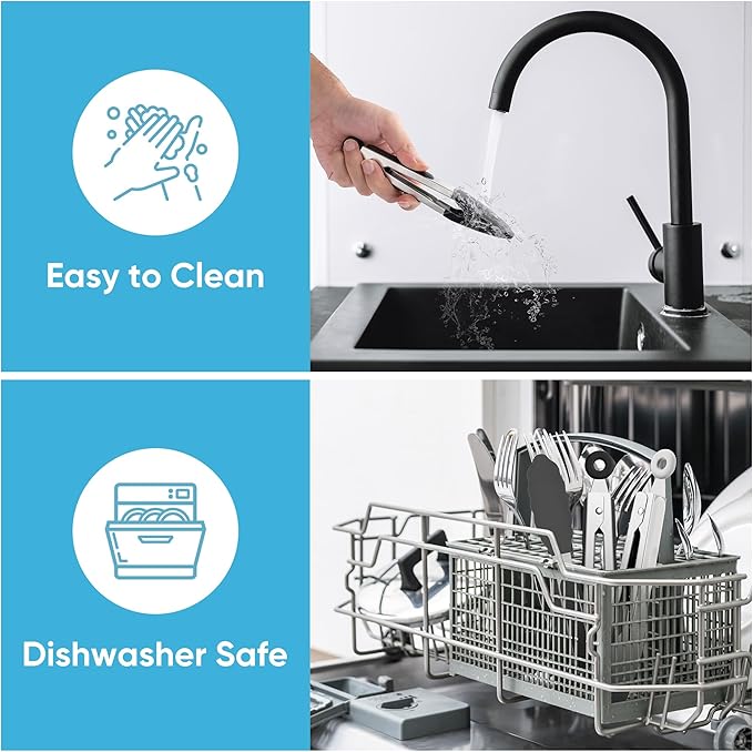 7-Inch Silicone Tongs Pack of 3, Small Tongs with Silicone Tips for Cooking, Barbecue, Buffet Serving (7", Black/Grey/White)