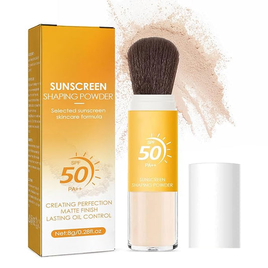 Mineral Sunscreen Setting Powder, Natural Translucent Mineral Brush Powder, SPF 50 PA++, Matte Makeup Setting Powder Long Lasting Oil Control Lightweight Breathable Face Powder for All Skin-BrightBean Baby