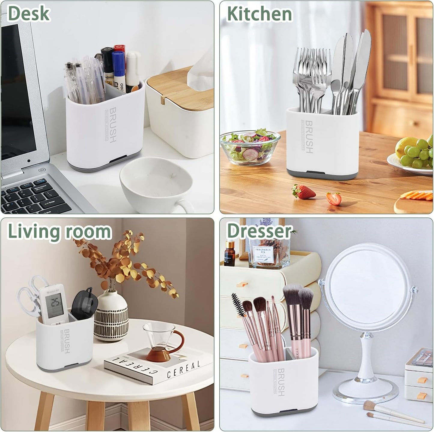 Chintu Toothbrush and Toothpaste Holder with Divider for Bathroom Countertop Organizer, Detachable for Easy Clean,Electric Toothbrush Holders Storage Caddy for Family (White/Gray)-BrightBean Baby