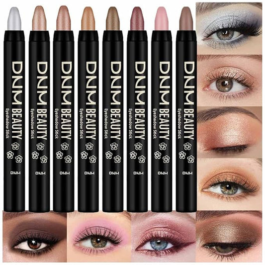 Kaely 8Pcs Cream Eye Shadow Brightener Sticks Set for Eyes,Shimmer Matte Pencil Eyeshadow Applicator Stick Palette,Halloween Makeup Waterproof,Birthday Party gifts for Women kids Girls 05