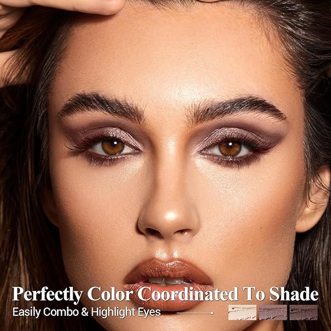 Brown Eyeshadow Stick Makeup 6PCS Set, Neutral Eyeshadow Palette Metallic Shimmer Matte Cream Eye Shadow Eyeliner Brightener Pencil Crayon - TAUPE MAUVE-BrightBean Baby