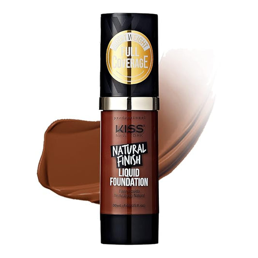 Kiss New York Professional Liquid Foundation - Lightweight and Hydrating Formula, Natural Finish, Control Shine, Cover Pores, Medium to Full Coverage, Green Tea Extract (Sienna)-BrightBean Baby