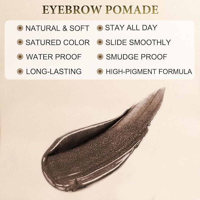 Eyebrow Pomade - Waterproof Brow Pomade for Long-lasting Results,Smudge Proof and Sweat Resistant Formula,Natural Eyebrow Makeup for All Skin Types and Tones - Dark Brunette-BrightBean Baby