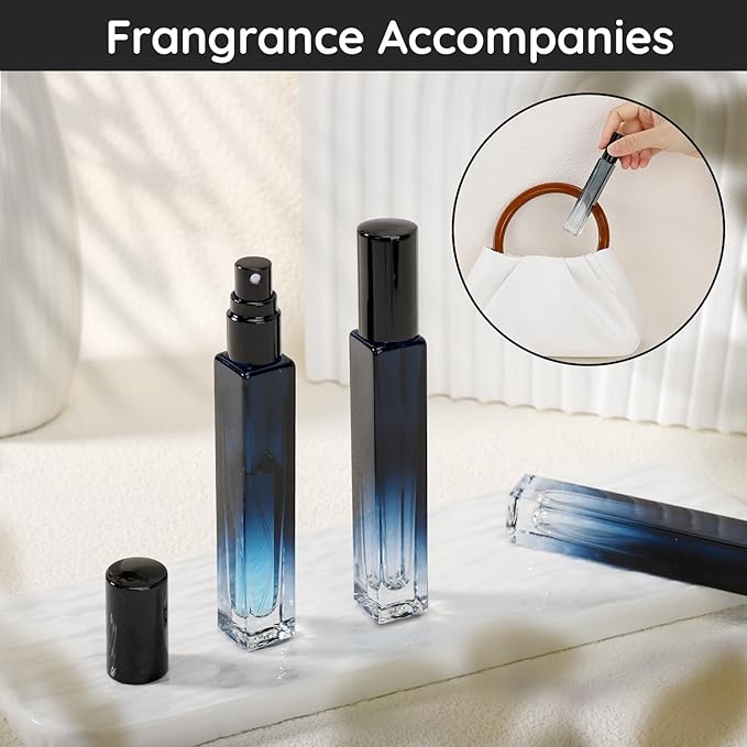 Segbeauty 10ml Perfume Refillable, 2pcs Mini Atomizer Sprayer for Toiletries, Empty Glass Spray Bottles with Refill Tool Kit - Gradient Blue-BrightBean Baby