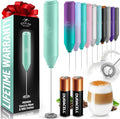Zulay Kitchen Milk Frother Handheld with 2 Duracell AA Batteries – Electric Drink Mixer for Coffee, Lattes, Cappuccinos, Matcha & Hot Chocolate – Portable Foam Maker & Coffee Bar Accessory