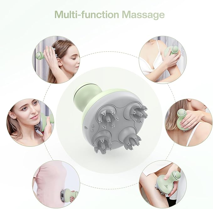 COMFIER Scalp Massager, Electric Head Scratcher, Portable Head Massager for Hair Growth with 84 Silicone Massage Nodes, Dog&Cat Massager, Rechargeable, Waterproof, Gifts for Mom,Dad,Women,Men (Green)-BrightBean Baby